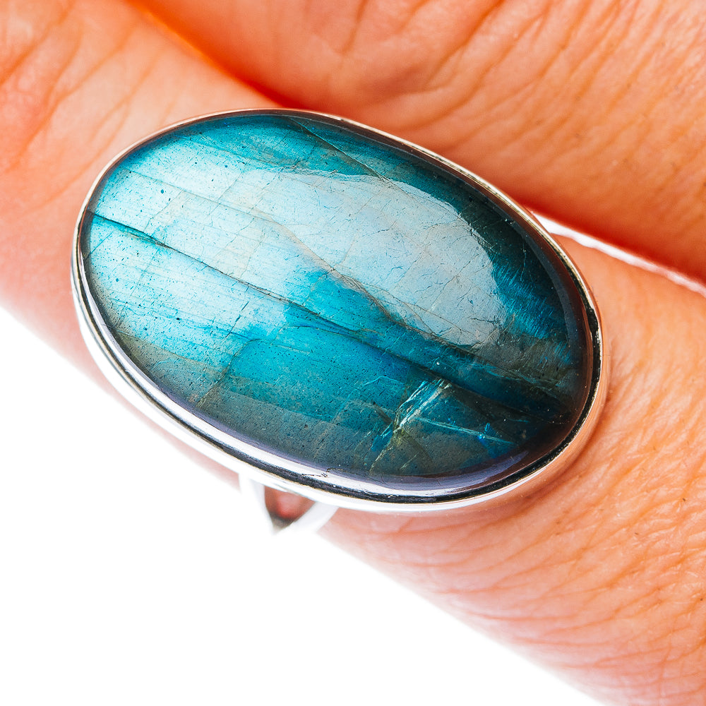 Large Premium Labradorite Ring Size 9 (.925 Sterling Silver)