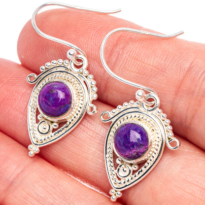 Purple Copper Composite Turquoise Earrings 1 3/8" (925 Sterling Silver) E433333