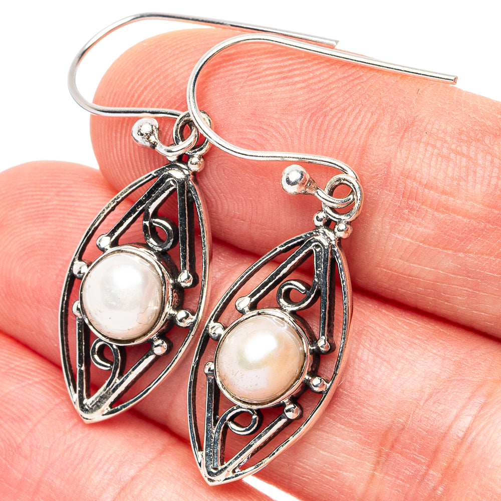 Cultured Pearl Earrings 1 1/2" (925 Sterling Silver) E3057