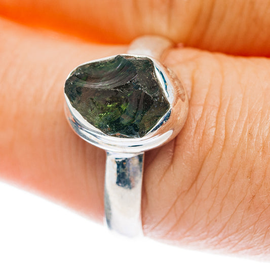 Czech Moldavite Ring Size 7.75 (.925 Sterling Silver)
