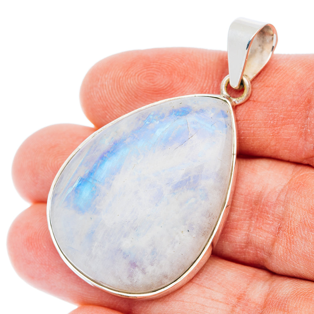 Huge Premium Rainbow Moonstone Pendant 2" (.925 Sterling Silver)