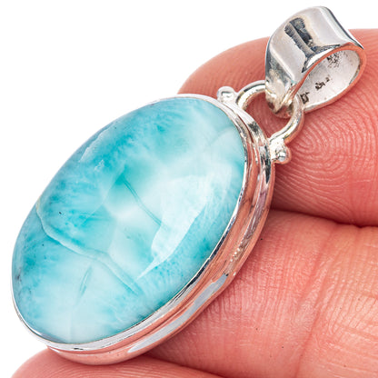 Larimar Pendant 1 3/8" (925 Sterling Silver) P40857