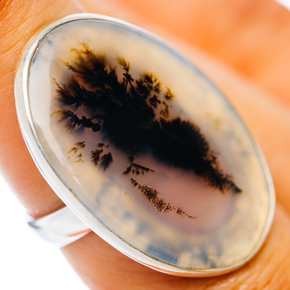 Scenic Agate Ring Size 7 Adjustable (.925 Sterling Silver)