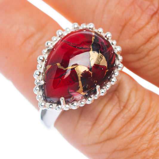 Exclusive Red Dahlia Mohave Turquoise Ring Size 7.25 (.925 Sterling Silver)