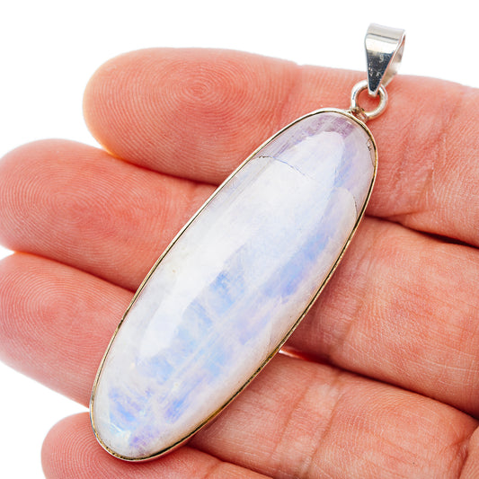 Premium Rainbow Moonstone Pendant 2 3/8" (.925 Sterling Silver)