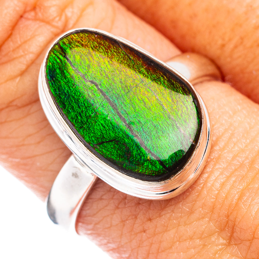 Premium Ammolite Ring Size 9 (.925 Sterling Silver)