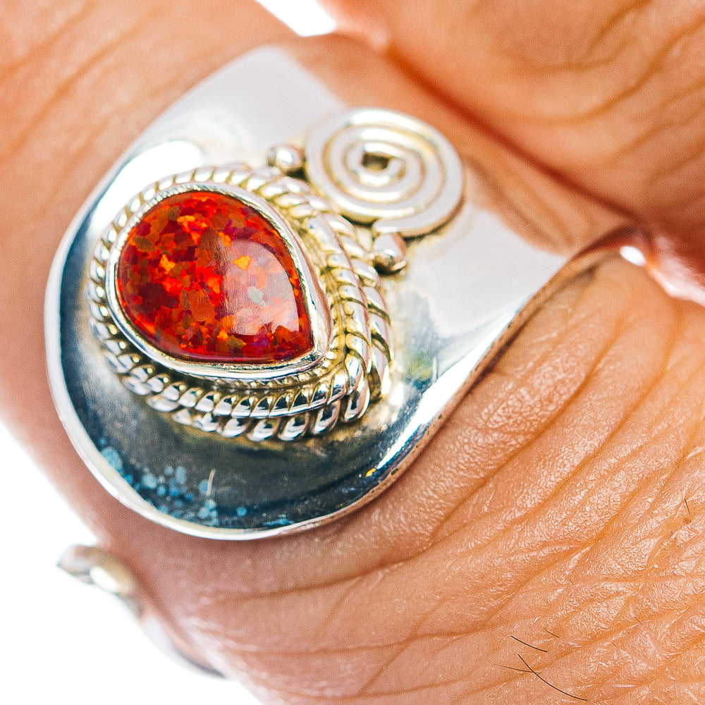 Synthetic Opal Ring Size 7 Adjustable (.925 Sterling Silver)