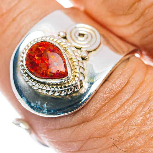 Synthetic Opal Ring Size 7 Adjustable (.925 Sterling Silver)