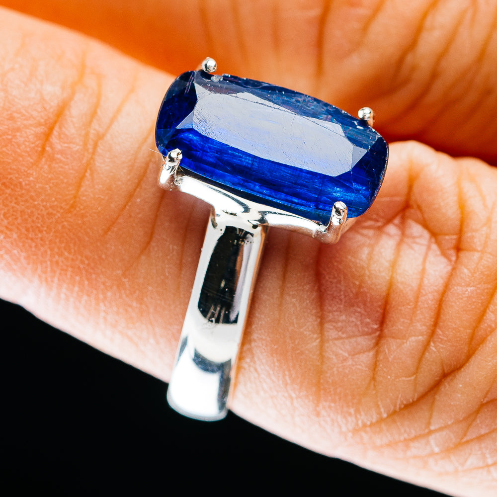 4.96ct Faceted Kyanite Ring Size 6.5 Adjustable (.925 Sterling Silver)