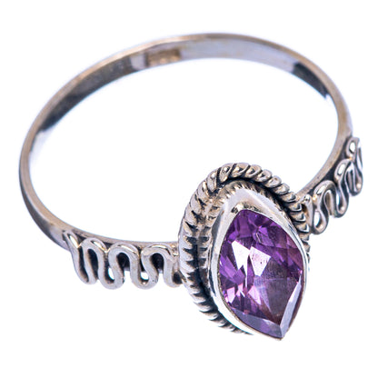 925 sterling silver amethyst ring with faceted oval purple stone and decorative band