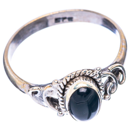 Black Onyx Dainty Ring Size 8 (925 Sterling Silver) R5835