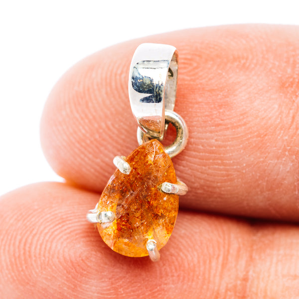 Faceted Confetti Sunstone Pendant 3/4" (.925 Sterling Silver)