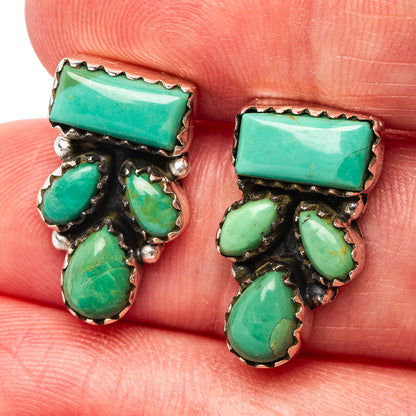 Native Style Mojave Turquoise Earrings 3/4" (.925 Sterling Silver)