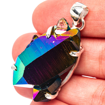 Premium Titanium Aura Quartz Pendant 1 5/8" (.925 Sterling Silver)