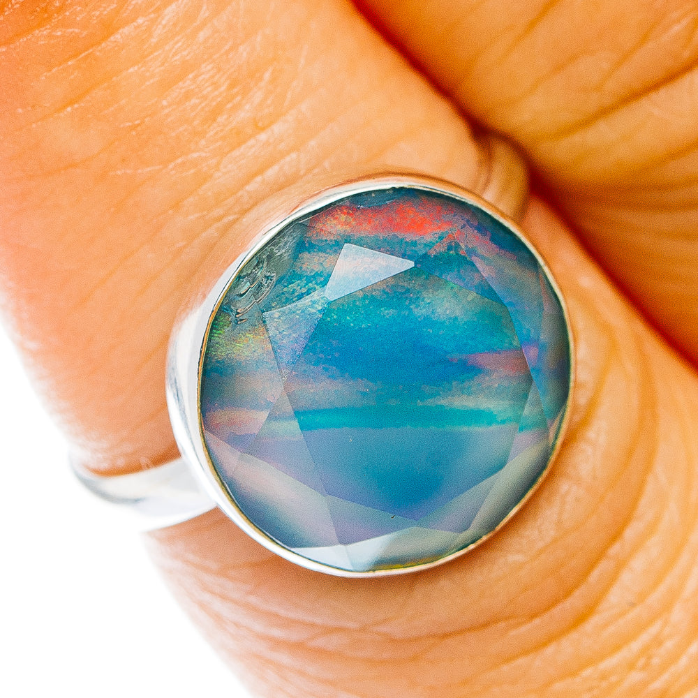 Aurora Opal Ring Size 7 (.925 Sterling Silver)