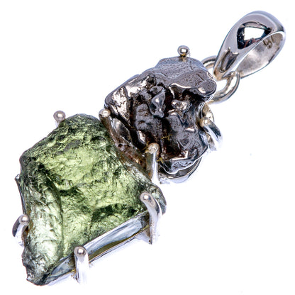 Rare Czech Moldavite, Shungite Pendant 1 3/8" (925 Sterling Silver) P39991