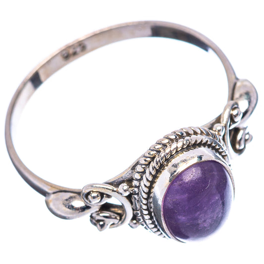 Sterling silver amethyst ring, oval purple gemstone on rope bezel with openwork band