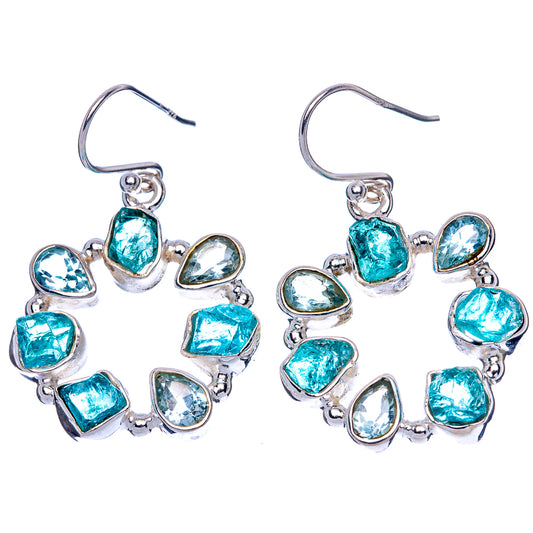 Premium Apatite, Blue Topaz Earrings 1 1/2" (925 Sterling Silver) E1635