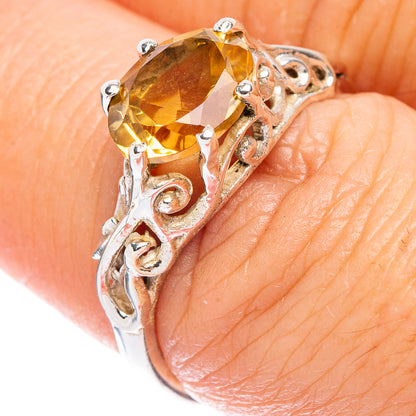 Faceted Citrine Dainty Ring Size 7.5 (925 Sterling Silver) R146757
