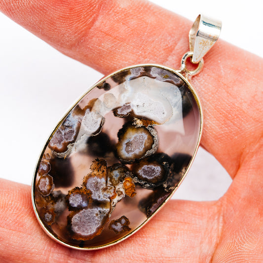 Premium Flower Agate Pendant 2 1/8" (.925 Sterling Silver)