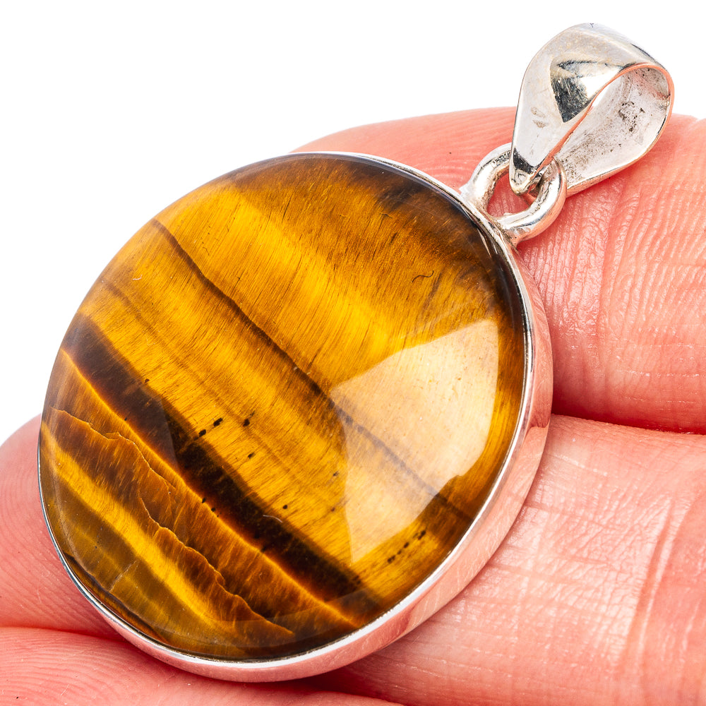 Tiger Eye Pendant 1 3/8" (925 Sterling Silver) P43086