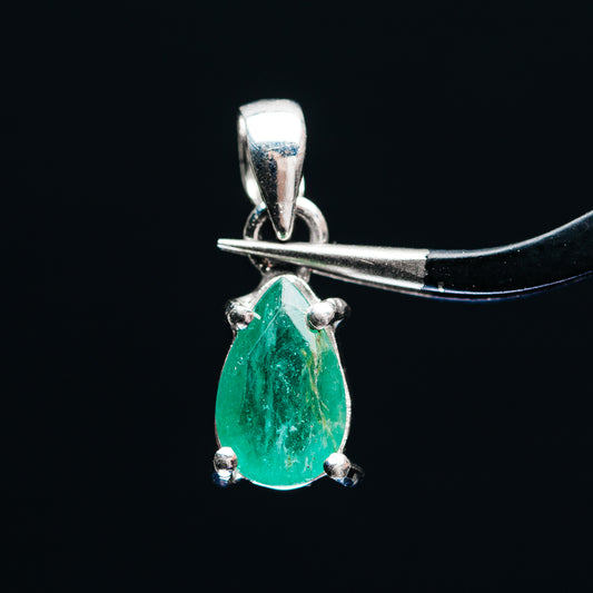 Premium Faceted Zambian Emerald Pendant 3/4" (.925 Sterling Silver)
