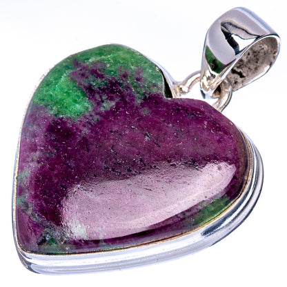Ruby Zoisite Heart Pendant 1 3/8" (925 Sterling Silver) P41441