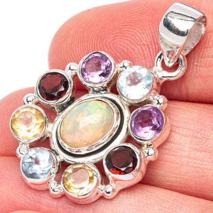 Rare Ethiopian Opal, Garnet, Amethyst, Blue Topaz, Citrine Pendant 1 1/2" (925 Sterling Silver) P40984