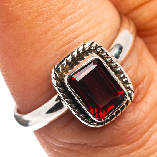 Garnet Ring Size 7.75 (.925 Sterling Silver)