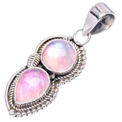 Pink Moonstone Pendant 1 3/8" (.925 Sterling Silver)
