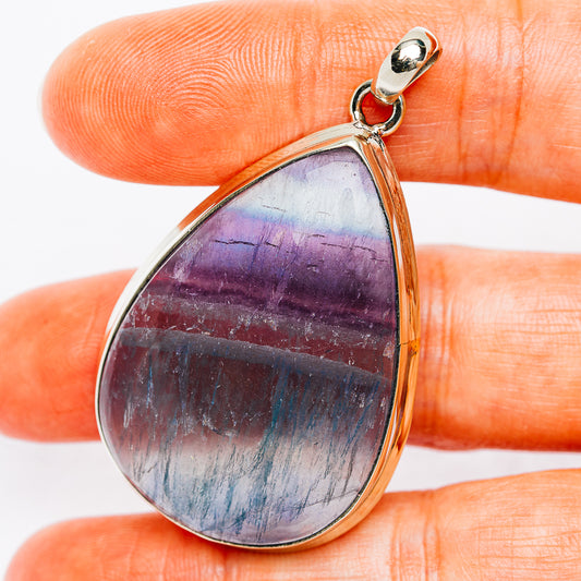 Multi Fluorite Pendant 2" (German Silver)