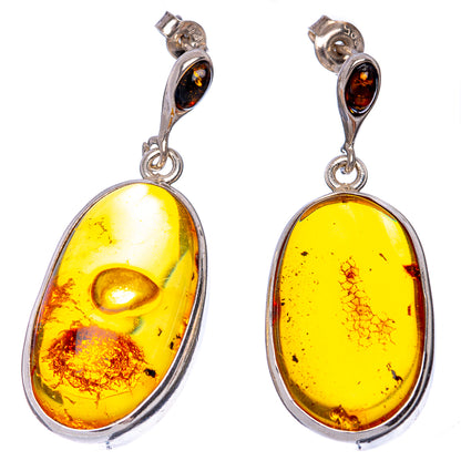 Baltic Amber Earrings 1 5/8" (925 Sterling Silver) E1092