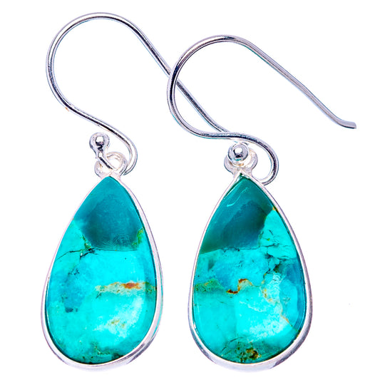 Turquoise teardrop drop earrings in .925 sterling silver setting