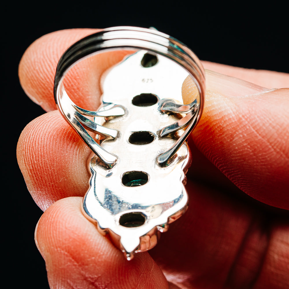 Exclusive 5-Gemstone Faceted Zambian Emerald Ring Size 9 (.925 Sterling Silver)