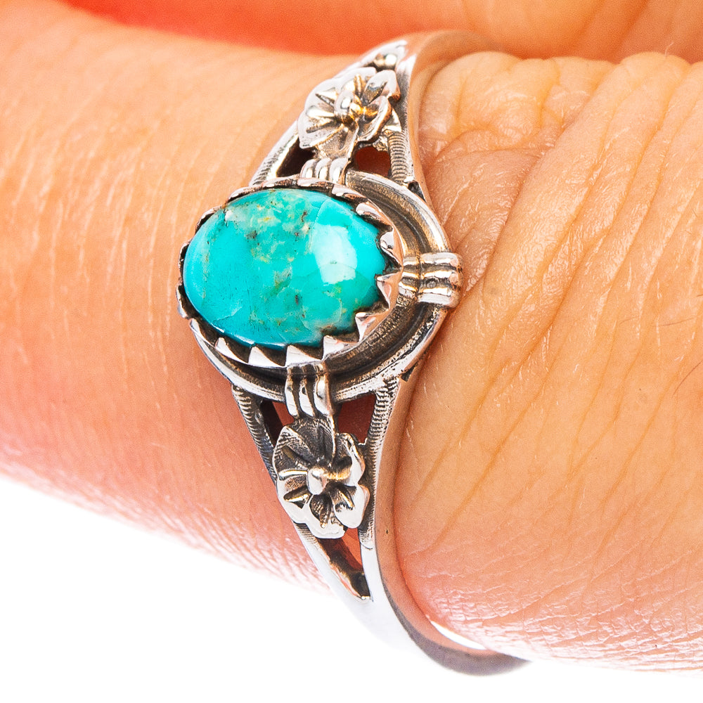 Value Arizona Turquoise Flower Ring Size 8 (925 Sterling Silver) R7209