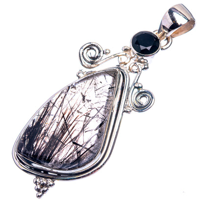 Tourmalinated Quartz, Black Onyx Pendant 2 1/8" (925 Sterling Silver) P38959