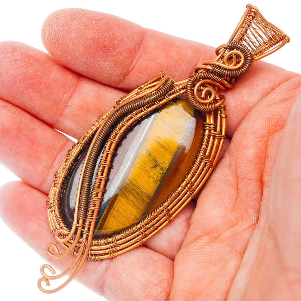 Tiger's Iron Wire Warp Pendant 3 1/2" (Copper)