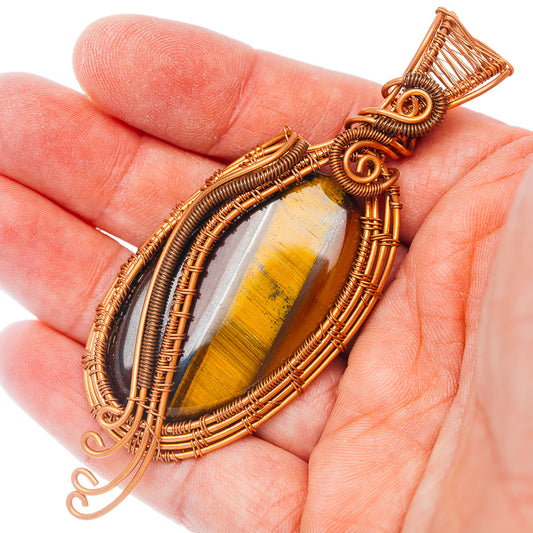 Tiger's Iron Wire Warp Pendant 3 1/2" (Copper)
