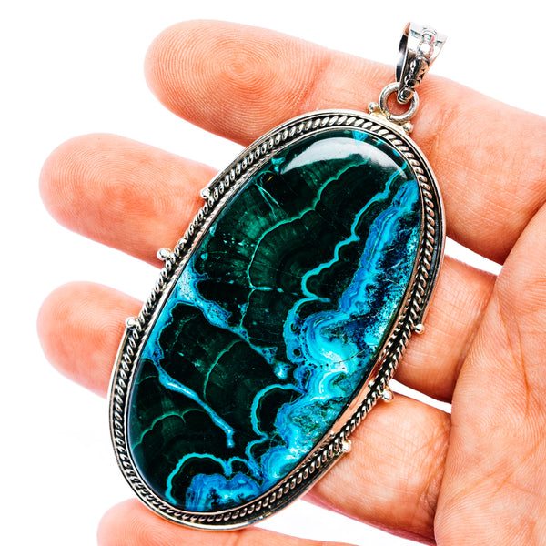 Chrysocolla In Malachite Pendant 3 1/4" (.925 Sterling Silver)
