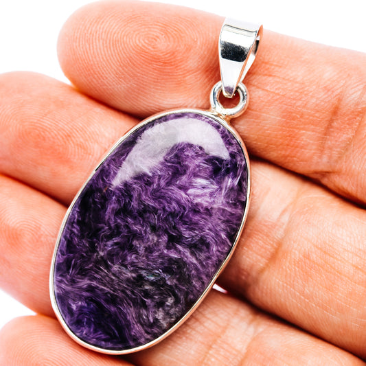 Large Premium Charoite Pendant 2" (.925 Sterling Silver)