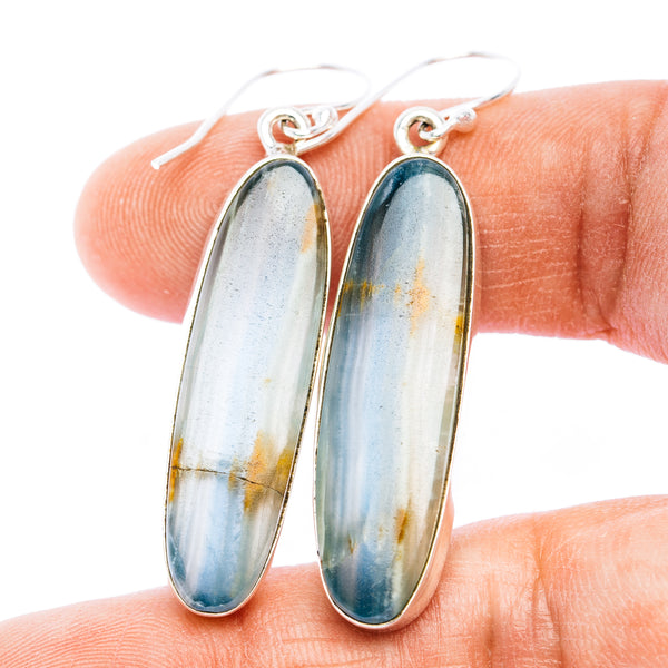 Rare Aquatine Lemurian Calcite Earrings 2 1/8" (.925 Sterling Silver)