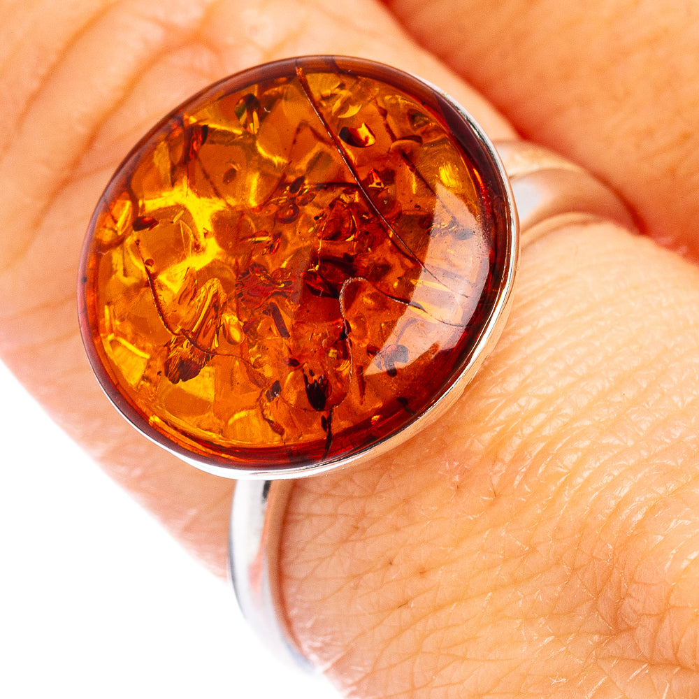 Baltic Amber Ring Size 7 Adjustable (.925 Sterling Silver)