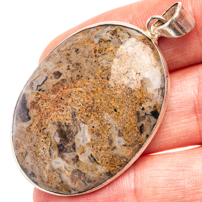 Unknown Agate  Pendant 2 1/8" (Silver Plated)
