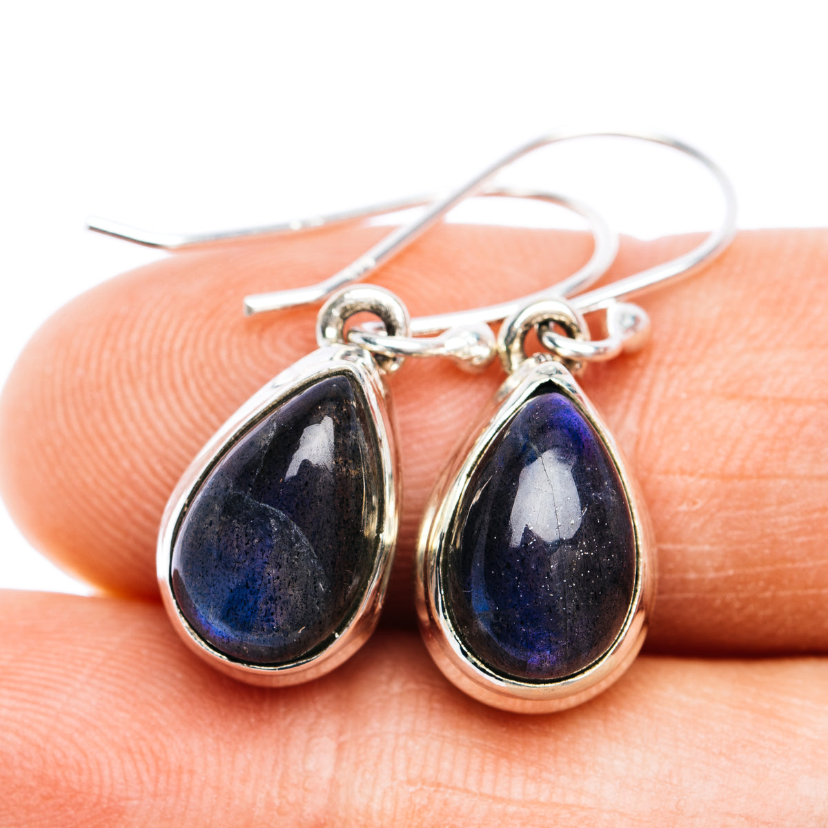 Labradorite Earrings 1 1/8" (.925 Sterling Silver)