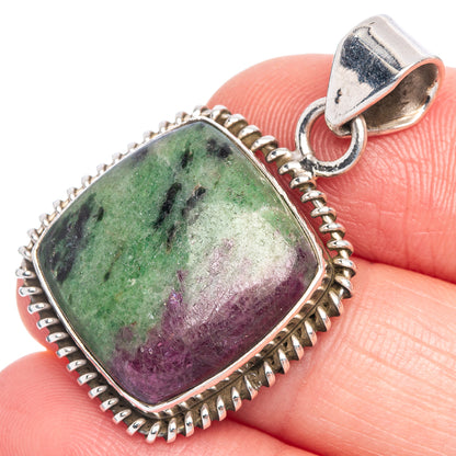 Ruby Zoisite Pendant 1 3/8" (925 Sterling Silver) P40160