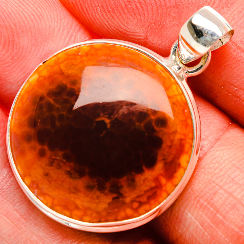 Fire Crab Agate Pendant 1 1/2" (925 Sterling Silver) PD38223
