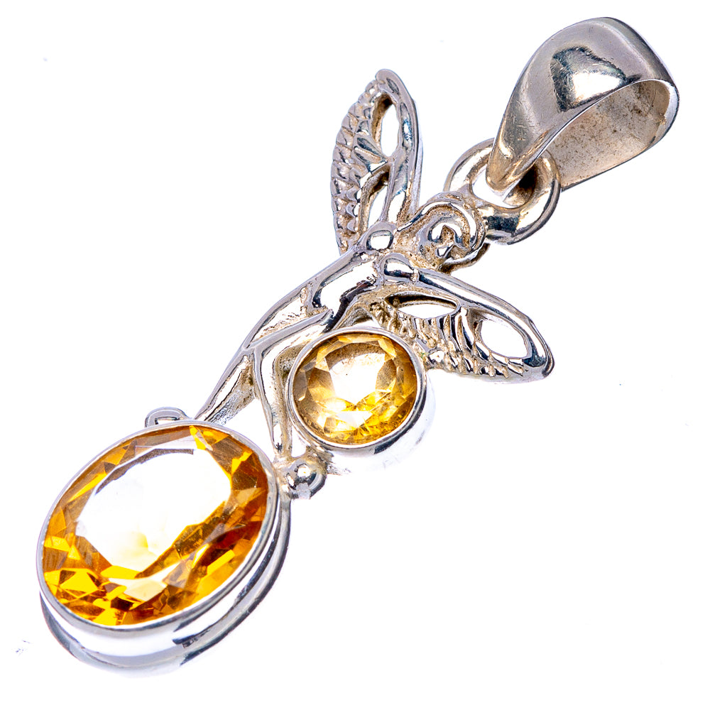 Faceted Citrine Fairy Pendant 1 3/8" (925 Sterling Silver) P41135