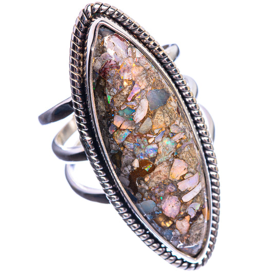 Large Brecciated Ethiopian Opal 925 Sterling Silver Ring Size 6.75
