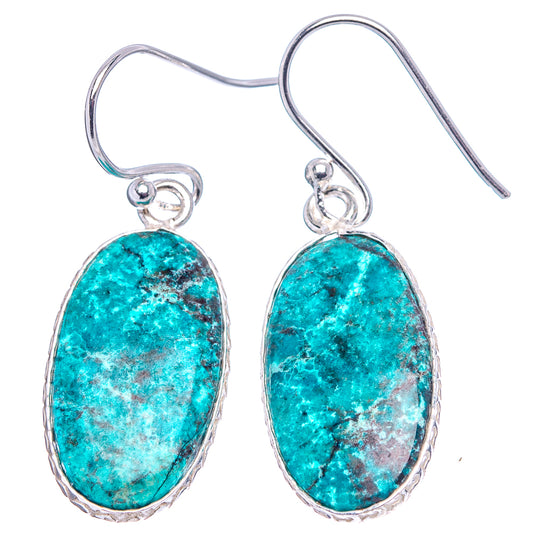 Turquoise oval cabochon earrings with .925 sterling silver hooks, pair view