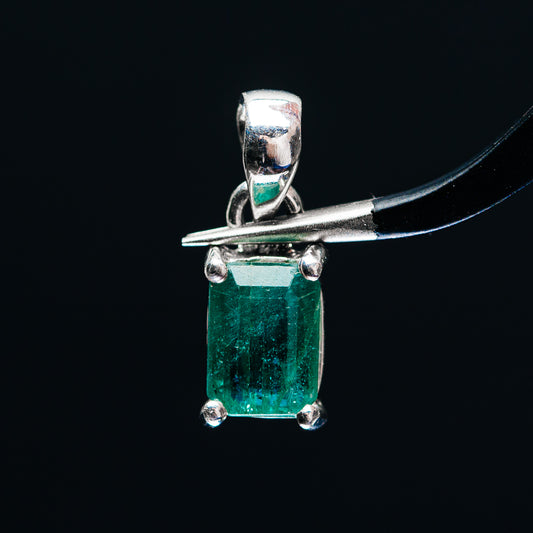Premium Faceted Zambian Emerald Pendant 5/8" (.925 Sterling Silver)
